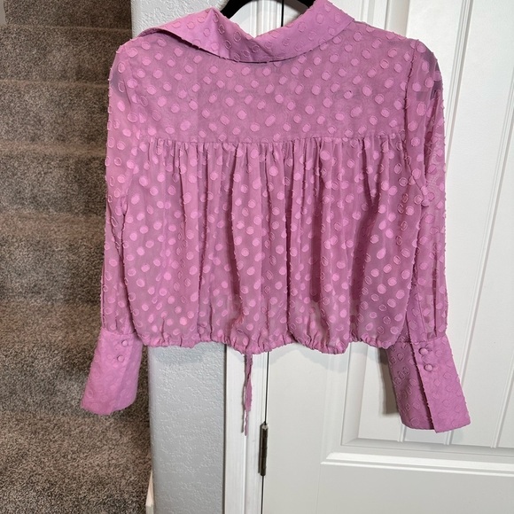 Alexis Kaja Cropped Blouse Top PINK sheer - Picture 12 of 12